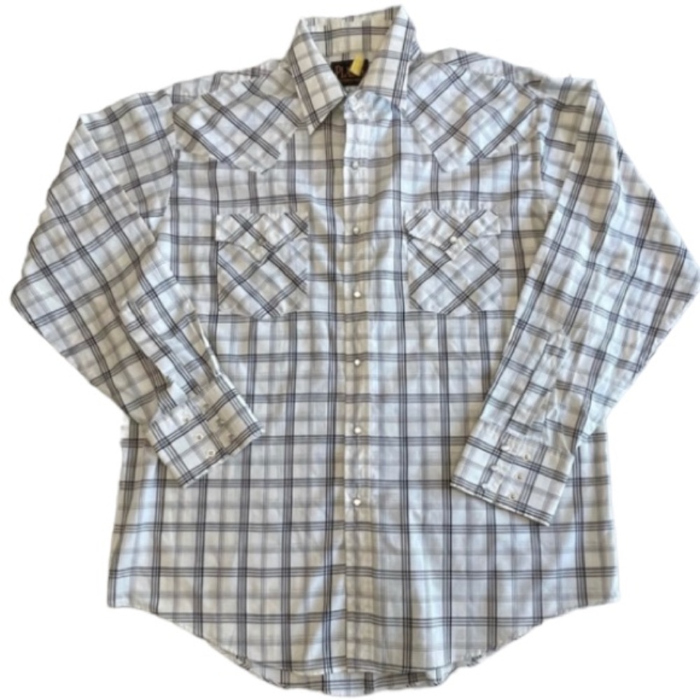 Plains Western Wear Shirt Plaid Pearl Snap Western Cowboy Rodeo Pockets